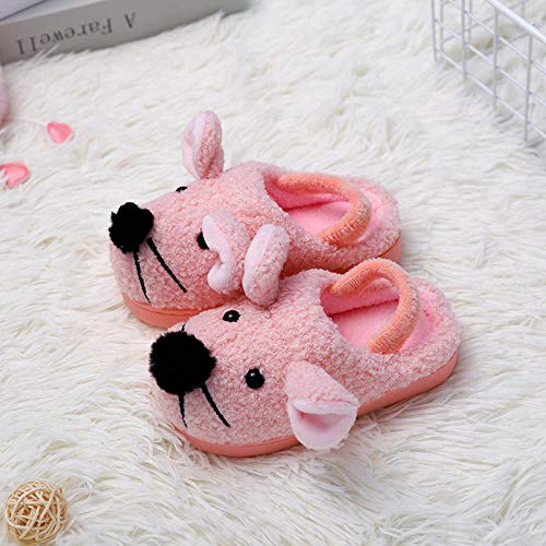 SWX-FlipFlop Zapatillas de algodón de Dibujos Animados para Interiores cálidos para niños Modelos de otoño e Invierno con cinturón Antideslizante con elástico Infantil Gris 18 19