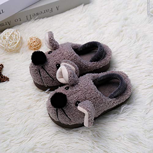 SWX-FlipFlop Zapatillas de algodón de Dibujos Animados para Interiores cálidos para niños Modelos de otoño e Invierno con cinturón Antideslizante con elástico Infantil Gris 18 19