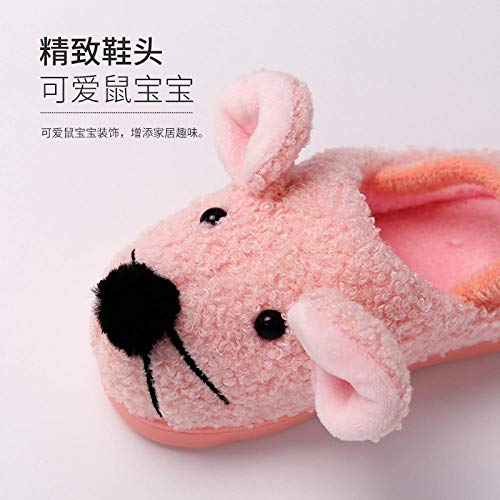 SWX-FlipFlop Zapatillas de algodón de Dibujos Animados para Interiores cálidos para niños Modelos de otoño e Invierno con cinturón Antideslizante con elástico Infantil Gris 18 19