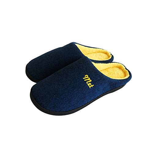 SWX-FlipFlop Zapatillas de casa de algodón de Alta Esponja elástica Zapatos de Interior cálido hogar Azul Amarillo 38/39