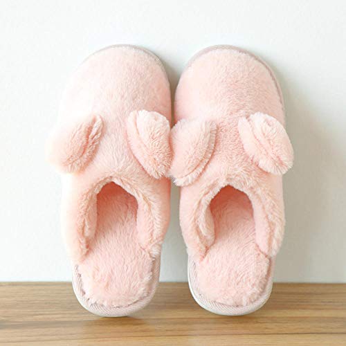 SWX-FlipFlop Zapatillas de casa de algodón Zapatillas de casa de Orejas pequeñas de algodón Zapatillas de Pareja Masculinas Rosa 36/37