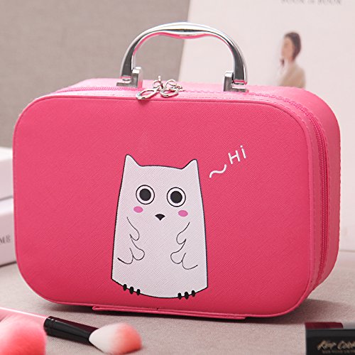 SXQBAG El Cuadro de cosméticos Coreanos Gran Bolsillo pequeño y Precioso Viaje Profesional de Gran Capacidad Impermeable Mano admitir Bolsa cosmética,Gran,Rosa roja