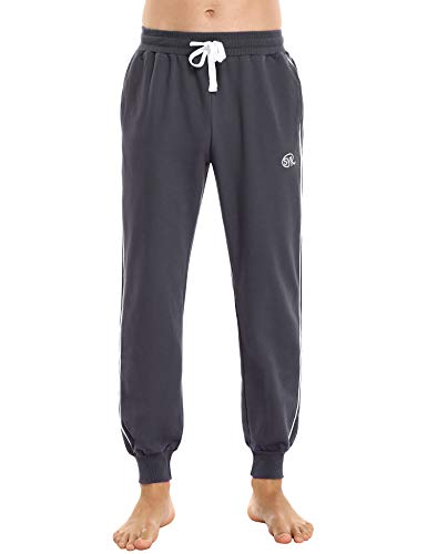 Sykooria Pantalones Largos Deportivos para Hombre Pantalón Chándal de Algodón Cintura Ajustable con Bolsillo y Raya Jogger Fitness Correr Casual