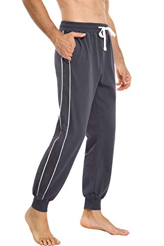 Sykooria Pantalones Largos Deportivos para Hombre Pantalón Chándal de Algodón Cintura Ajustable con Bolsillo y Raya Jogger Fitness Correr Casual