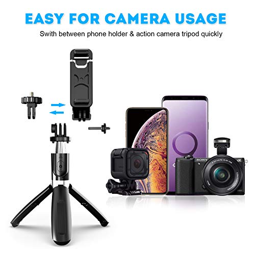 SYOSIN Palo Selfie Trípode con Control Remoto Bluetooth, 4 en 1 Monópode Extensible Selfie Stick Bolsillo Inalámbrico 360° Rotación para GoPro/Mini Cámara, iPhone Android Samsung Huawei y etc.