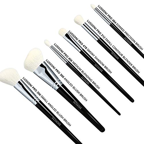 T4B LUSSONI Natural Charm Set De 6 Brochas Y Pinceles De Maquillaje Profesional Para Aplicar Polvos, Rubores, Bronceadores, Sombras De Ojos, Cerdas Naturales, No Absorben Cosméticos