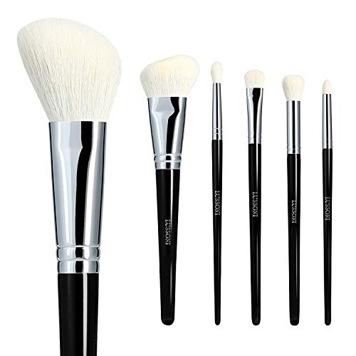 T4B LUSSONI Natural Charm Set De 6 Brochas Y Pinceles De Maquillaje Profesional Para Aplicar Polvos, Rubores, Bronceadores, Sombras De Ojos, Cerdas Naturales, No Absorben Cosméticos