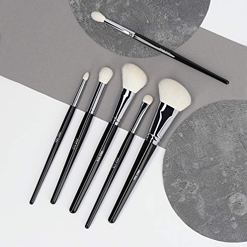 T4B LUSSONI Natural Charm Set De 6 Brochas Y Pinceles De Maquillaje Profesional Para Aplicar Polvos, Rubores, Bronceadores, Sombras De Ojos, Cerdas Naturales, No Absorben Cosméticos