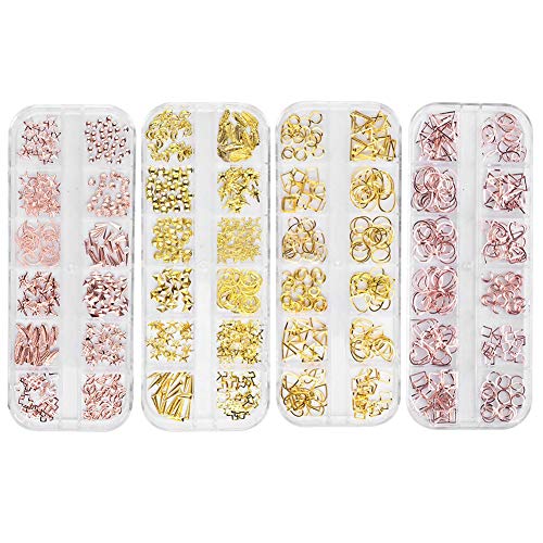 tachuelas de uñas artísticas, tachuelas para uñas de Oro Rosa Nail Hollow Sticker Nail Art DIY Geometry Circle decoration manicura Decor manicura La decoración del Arte del clavo de navidad Rose Gold