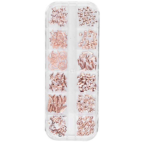 tachuelas de uñas artísticas, tachuelas para uñas de Oro Rosa Nail Hollow Sticker Nail Art DIY Geometry Circle decoration manicura Decor manicura La decoración del Arte del clavo de navidad Rose Gold