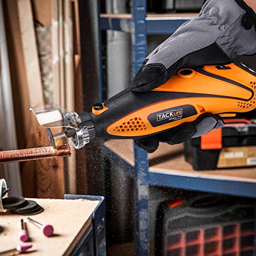 TACKLIFE Mini Amoladora Eléctrica Advanced Professional Kit de Herramientas Rotatorias Multifunción con 80 Accesorios y 4 Archivos Adjuntos, Velocidad Variable para DIY, Artesanías