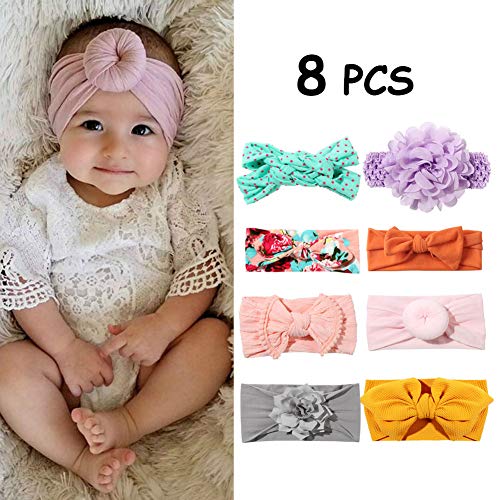 Tacobear Diademas Bebe Niñas Nudo Banda Flores Cintas de Pelo Cabeza Elástica Turbante algodón Venda de Pelo para Bebe Niñas Accesorios para el Cabello (8 Bebe Diademas B)