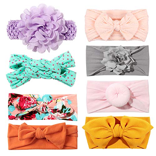 Tacobear Diademas Bebe Niñas Nudo Banda Flores Cintas de Pelo Cabeza Elástica Turbante algodón Venda de Pelo para Bebe Niñas Accesorios para el Cabello (8 Bebe Diademas B)