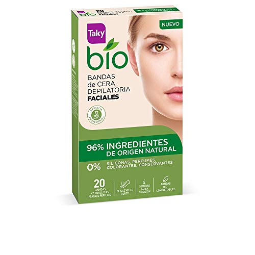 Taky Bio Natural 0% Bandas De Cera Faciales Depilatorias 20 Uds. - 5 ml, Estándar (120-0715)