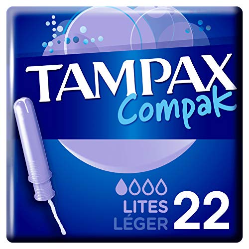 Tampax Compak Lites Tampones Con Aplicador, Protección Antifugas Y Discreción, Siéntete Limpia, 22 Unidades