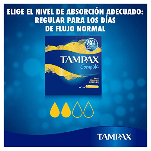 Tampax Compak Regular Tampones Con Aplicador, Protección Antimanchas Y Discreción, Limpieza, 36 Unidades