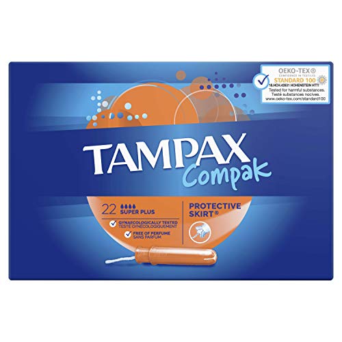 Tampax Compak Super Plus Tampones Con Aplicador, Protección Antimanchas Y Discreción, Siéntete Limpia - 22 Unidades