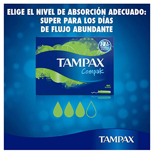 Tampax Compak Super Tampones Con Aplicador, Protección Antimanchas Y Discreción, Limpieza - 22 Unidades