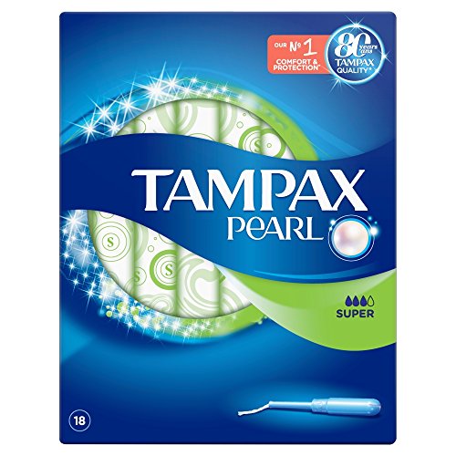 Tampax Pearl Super aplicador tampones, pack de 4, 18-count