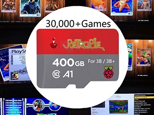TAPDRA RetroPie SD Card 400GB for Raspberry Pi 3 B+ with 30000+ Games for 30+ Sytems Diyable Emulation Station Games Plug&Play