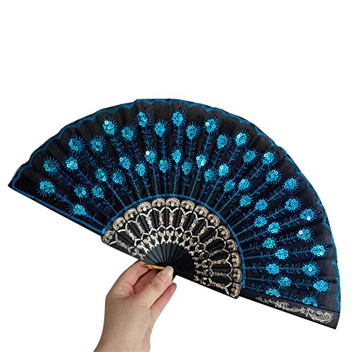 Tashioning Ventilador De Mano Estilo Chino Seda Plegable Decoración Boda Partido Abanicos Plegables Colores Surtidos Para Bodas Fiestas Clima Caluroso 19(D)