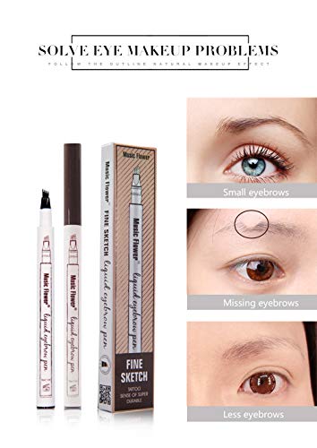 Tattoo Eyebrow Pen con cuatro puntas duraderas Pencil puntas de tenedor Impermeable y duradero Lápiz de cejas Ink Sketch Eyebrow para Maquillaje (03# gris oscuro)