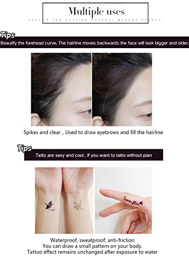 Tattoo Eyebrow Pen con cuatro puntas duraderas Pencil puntas de tenedor Impermeable y duradero Lápiz de cejas Ink Sketch Eyebrow para Maquillaje (03# gris oscuro)