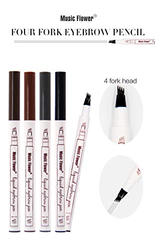 Tattoo Eyebrow Pen con cuatro puntas duraderas Pencil puntas de tenedor Impermeable y duradero Lápiz de cejas Ink Sketch Eyebrow para Maquillaje (03# gris oscuro)
