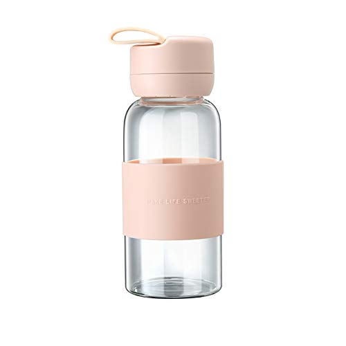 Taza de silicona creativa con aislamiento de burbujas, bonita y práctica con taza sin cepillo, sin BPA, cristal de borosilicato, rosa, 350 ml