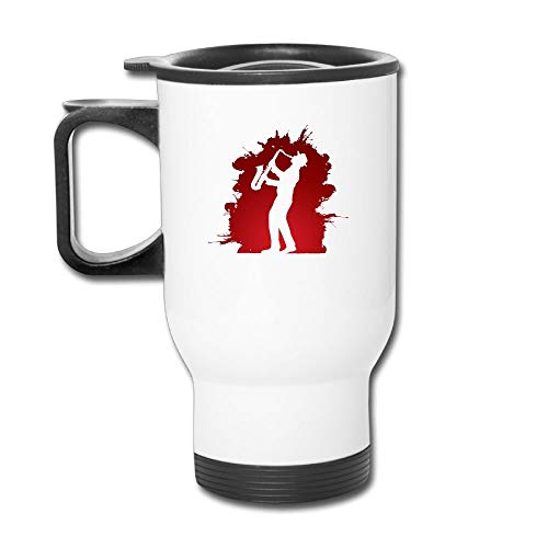 Taza de viaje, tazas de vacío de vaso,Car Cup Man Playing Saxophone Personalized Travel Coffee Blank Mug Car Coffee/Tea Mug Cup With Handle 400ML