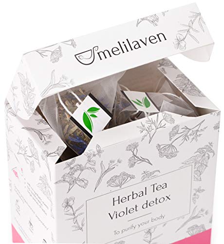 Té de Hierbas, Efecto Desintoxicante, de Violetas con Hoja de Ortiga, Hoja de Abedul, Aciano, Caléndula, Pensamiento Silvestre (4 paquetes, 80 Bolsitas de Té)