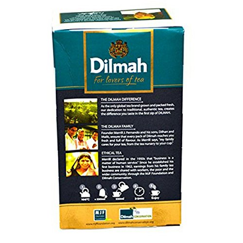 Té Dilmah Earl Grey - El mejor té negro de Ceilán puro con caja de sabor de bergamota Sri Lanka Dilmah Tea Bags en Foil Pouch - 50 bolsitas de té 100 g (3,53 oz)