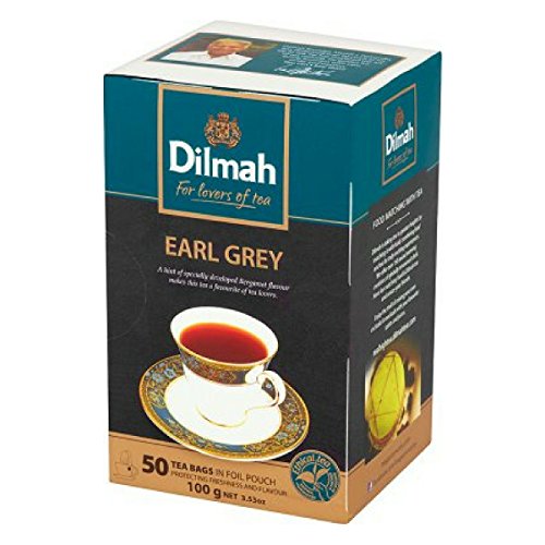 Té Dilmah Earl Grey - El mejor té negro de Ceilán puro con caja de sabor de bergamota Sri Lanka Dilmah Tea Bags en Foil Pouch - 50 bolsitas de té 100 g (3,53 oz)