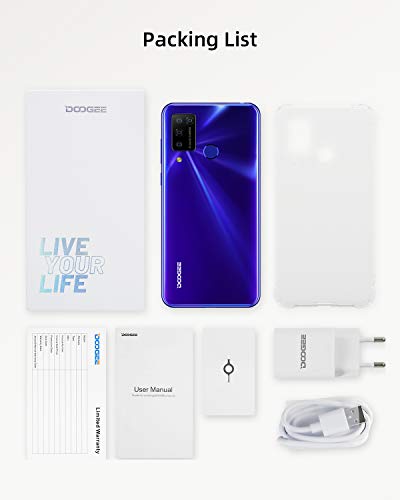 Teléfono Móvil, DOOGEE N20 Pro 2020 Móviles Libres 4G 6GB+128GB, Android 10 Smartphone Libre Helio P60 6.3 Inch FHD+, Cámara Trasera Cuádruple 16MP, 4400mAh, Face ID& Huellas Dactilares - Púrpura