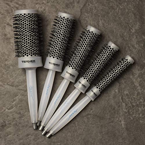 Termix Cepillo de pelo C·Ramic redondo Ø28 mm transparente- Con tecnología cerámica que aporta un brillo extra al cabello y evita el encrespamiento. Disponible en 8 diámetros y en formato Pack, Blanco