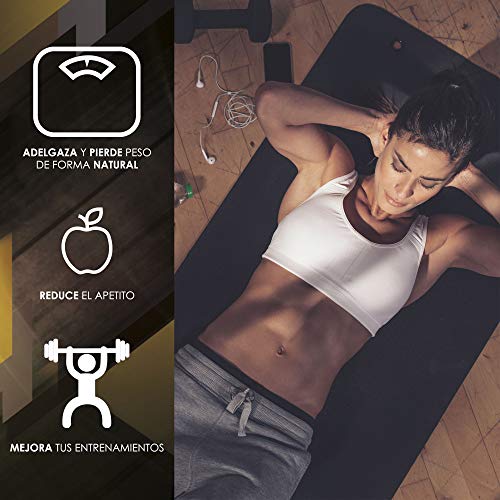 Termogénico con acción quemagrasas adelgazante | Garcinia cambogia + l-carnitina + CLA + glucomanano + té verde | Estimula el metabolismo, reduce el apetito y mejora tus entrenamientos | 90 cápsulas