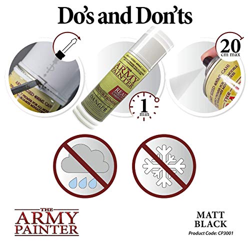 The Army Painter | Colour Primer | Matt Black | 400 mL | Espray Acrílico | Base para Pintura de Modelos Miniatura | Negro Mate