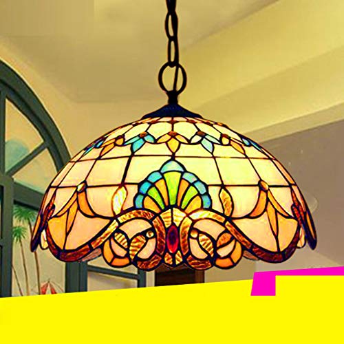 Tiffany Colgante de Luz Vendimia Diseño Sala Comedor Veranda Mediterráneo Corredor Balcón Archivos Adjuntos Lámpara Colgante Redondo Pastoral Rústico Vitral Decoración Iluminación de Techo E27 Ø20cm