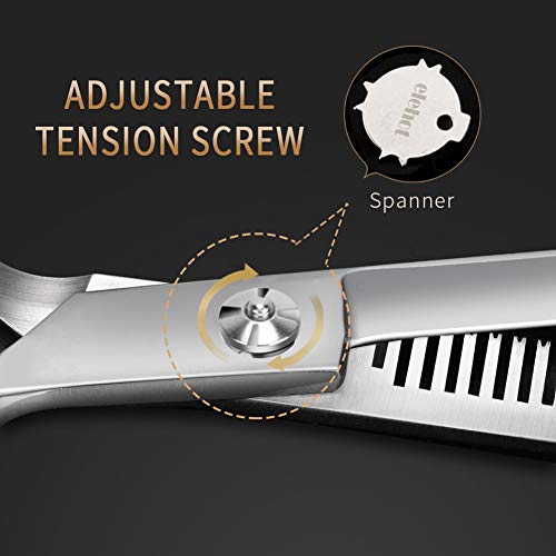 Tijeras Peluqueria Profesional 3 en 1 con Navaja Kit Tijeras de Peluqueria completa Acero Inoxidable 6CR para Peluquero y Salón Tijeras Pelo Plateado,buen regalo de ELEHOT