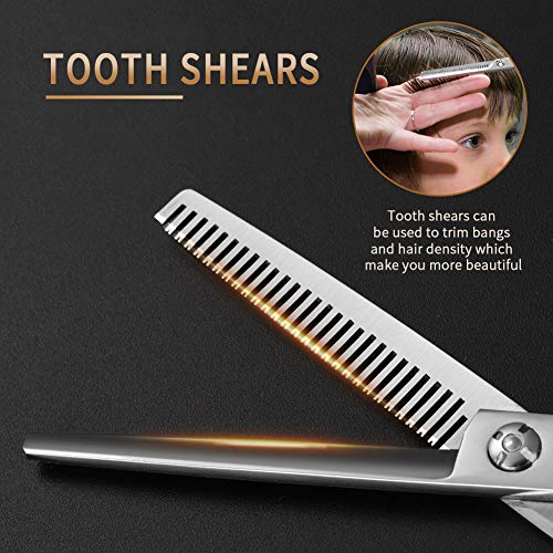 Tijeras Peluqueria Profesional 3 en 1 con Navaja Kit Tijeras de Peluqueria completa Acero Inoxidable 6CR para Peluquero y Salón Tijeras Pelo Plateado,buen regalo de ELEHOT