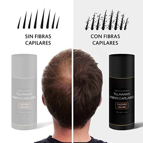 Tillmann's® Fibras Capilares Castaño Oscuro 27,5 gramos - Caida Cabello Hombre - Keratin Fibers - Disimular Calvicie  Al Instante Con Polvo de Queratina 100% Natural