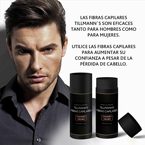 Tillmann's® Fibras Capilares Castaño Oscuro 27,5 gramos - Caida Cabello Hombre - Keratin Fibers - Disimular Calvicie  Al Instante Con Polvo de Queratina 100% Natural