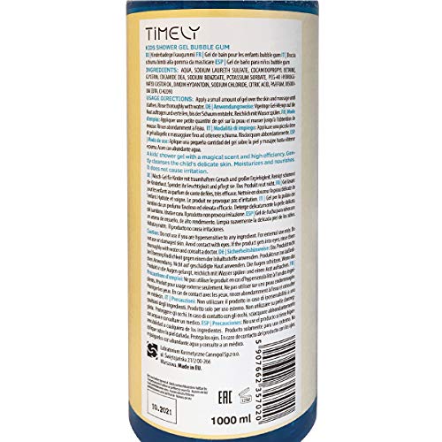 Timely - Gel de ducha hidratante con aroma a chicle para niños