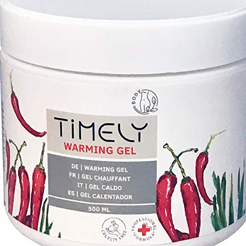 Timely - Gel efecto calor con alcanfor para el alivio muscular, 500 ml