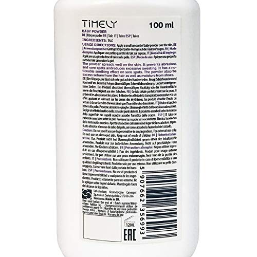 Timely - Polvos de talco para las irritaciones y la sudoración, 100 g