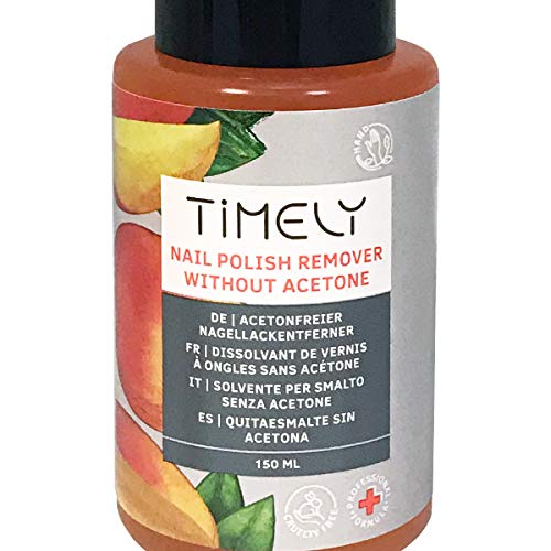 Timely - Quitaesmalte para uñas sin acetona con vitaminas E y A y proteínas de seda, tamaño pequeño, 150 ml