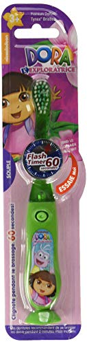 Tinokou Cepillo de dientes infantil con luz Dora la Exploradora. Con temporizador de 60 segundos y ventosa en la base