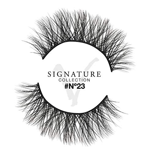 Tira de pestañas postizas By Vixi (Reutilizables con 1g de PEGAMENTO PARA PESTAÑAS) Banda negro ultra cómoda – Signature No. 23