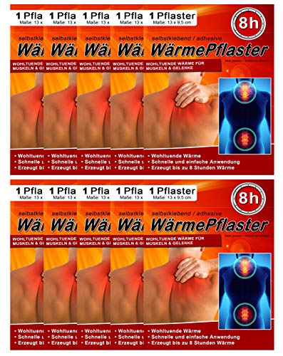 Tiritas térmicas para espalda, hombros, vientre – Cojín de calor – Tiritas de calor 8 h, producto de bienestar para masaje y relajación, 10 unidades