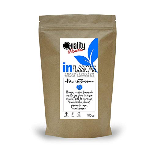 Tisanas Ayurvédicas. Paz Interior. Blend. Con menta, hinojo, manzanilla, clavo, trozos de canela, regaliz, hibisco, pimienta rosa, naranja, cardamomo. Antioxidante. Diurético. 100 g.